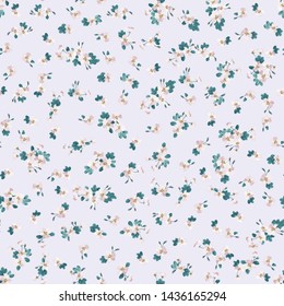 Simple seamless floral pattern with bright colorful small flowers of dog roses. Trendy millefleurs. Elegant template for fashion prints.