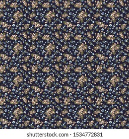 Simple seamless floral pattern with bright colorful small flowers of dog roses. Trendy millefleurs. Elegant template for fashion prints.