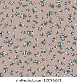 Simple seamless floral pattern with bright colorful small flowers of dog roses. Trendy millefleurs. Elegant template for fashion prints.