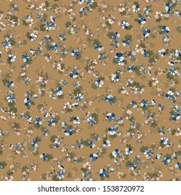 Simple seamless floral pattern with bright colorful small flowers of dog roses. Trendy millefleurs. Elegant template for fashion prints.