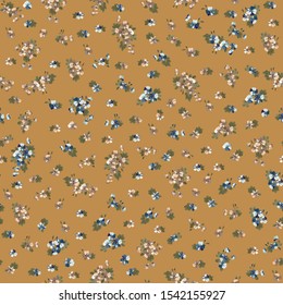 Simple seamless floral pattern with bright colorful small flowers of dog roses. Trendy millefleurs. Elegant template for fashion prints.