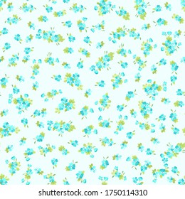 Simple seamless floral pattern with bright colorful small flowers of dog roses. Trendy millefleurs. Elegant template for fashion prints.