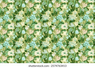 Simple seamless floral pattern with bright colorful small flowers 