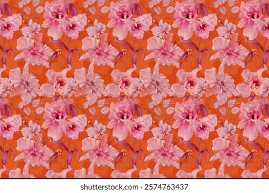 Simple seamless floral pattern with bright colorful small flowers 
