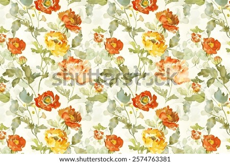 Simple seamless floral pattern with bright colorful small flowers 