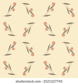 Padrão floral simples e sem emenda em um fundo claro. Ilustração vetorial.