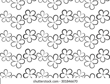 simple seamless floral pattern (vector illustration, two colors)