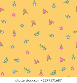 Simple, seamless floral print spaced out conversational pattern, blooming, ditsy, random, fading doodle flowers, stems and petals clusters for clothing, textile, tshirt, kids, girls women, wrapping,