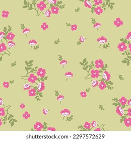 Simple, seamless floral print spaced out conversational pattern, blooming, clusters, bouquet, doodle flowers, stems and petals clusters for clothing, textile, tshirt, kids, girls women, wrapping,