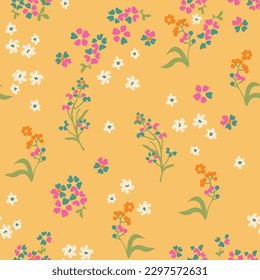 Simple, seamless floral print spaced out conversational pattern, blooming, clusters, bouquet, doodle flowers, stems and petals clusters for clothing, textile, tshirt, kids, girls women, wrapping,