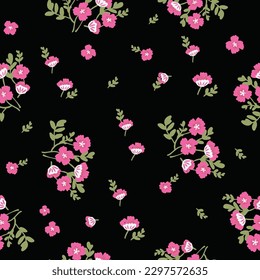 Simple, seamless floral print spaced out conversational pattern, blooming, clusters, bouquet, doodle flowers, stems and petals clusters for clothing, textile, tshirt, kids, girls women, wrapping,