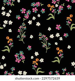 Simple, seamless floral print spaced out conversational pattern, blooming, clusters, bouquet, doodle flowers, stems and petals clusters for clothing, textile, tshirt, kids, girls women, wrapping,