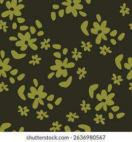 Simple seamless floral vector patternwith small scattered branches with flowers red on gray background. Floral illustration for wallpapers, textile, wrapping paper
