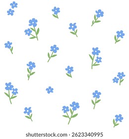 Simple seamless flower pattern. Geometric stylized flowers in groovy naive style. Floral botanic illustration.