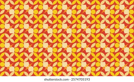 Simple seamless geometric floral pattern starburst vector design for textile and paper printing