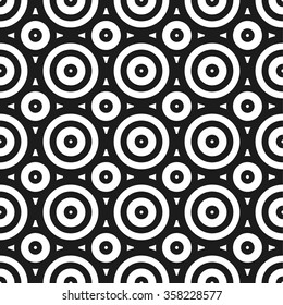 Simple seamless geometric pattern with circles - Repeatable monochrome abstract background.