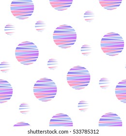 Simple seamless geometric pattern with colorful circles isolated on white background. Vector illustration for home and fashion design, nursery, bed linen, apparel, underwear, etc.