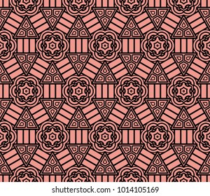 Simple seamless geometric pattern on color background. Vector illustration. Idea for fashion, interior design