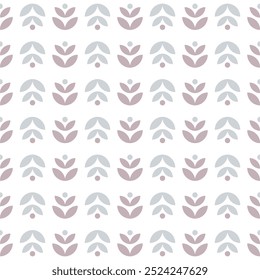 Modelo geométrico inconsútil simple en estilo escandinavo. Motivo floral retro. Fondo de pantalla de Vector con colores suaves