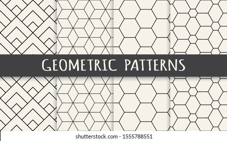 Simple seamless geometric pattern set. Abstract background pattern design. Vector illustration.