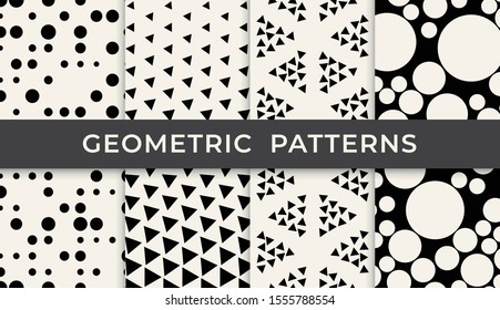 Simple seamless geometric pattern set. Abstract background pattern design. Vector illustration.