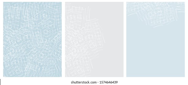 Simple Seamless Geometric Vector Pattern and Layouts. White Messy Hand Drawn Scribbles on a Light Blue and Gray Background.Abstract Hand Drawn Childish Style Vector Print for Fabric, Textile, Layout.