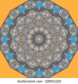  Simple seamless  geometrical round ornament line pattern. Vector illustration