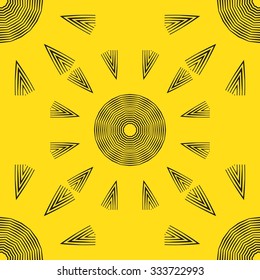 Simple seamless geometrical round ornament pattern. Vector illustration.