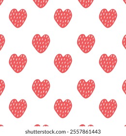 Simple seamless heart pattern for wrapping, packaging in flat style. Seamless pattern for greeting card for Valentines day.