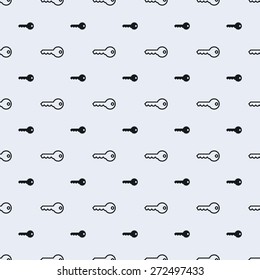 Simple seamless key icon and outline vector pattern. Main icon elements only, no ornament. Suitable for web and printing