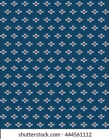 simple seamless knitting blue flower pattern, vector background