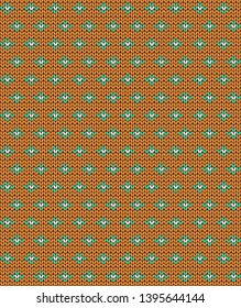 Simple seamless knitting pattern. Autumn orange background. Vector illustration.