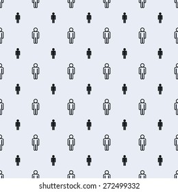 Simple seamless man icon and outline vector pattern. Main icon elements only, no ornament. Suitable for web and printing