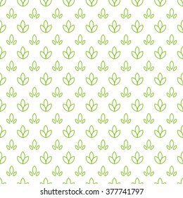 Simple seamless organic wallpaper with a pattern of nature green leaf in a linear, minimal style. Good for nature wallpaper, nature packaging, nature invitations,  minimal background, scrap-booking.