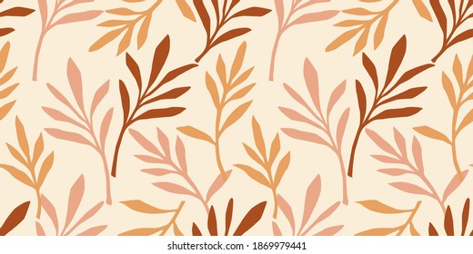 Simple seamless pattern with abstract leaves. Modern design for paper, cover, fabric, interior decor and other users.