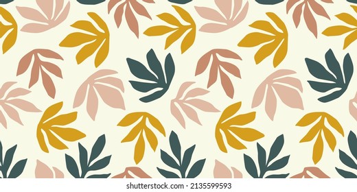 Simple seamless pattern with abstract leaves. Modern design for paper, cover, fabric, interior decor and other users.