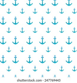 Simple seamless pattern of anchors with watercolor texture. Vector.