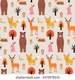 simple seamless pattern of autumn forest 