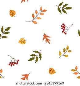 Simple seamless pattern with autumn leaves