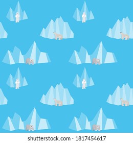 simple seamless pattern with bears at the north pole vector seamless pattern