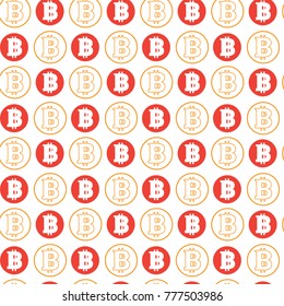Simple Seamless Pattern Bitcoins Signs On White Background Crypto Currency Mining Concept Vector Illustration