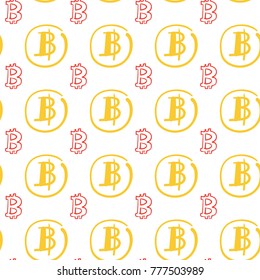Sencillo Patrón De Marginas Sencillas Señales De Bitcoines Sobre El Vector De Concepto De Minería De Criptos De Fondo Blanco Ilustración