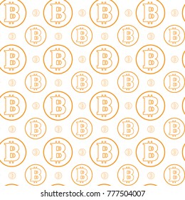 Simple Seamless Pattern Bitcoins Signs On White Background Crypto Currency Mining Concept Vector Illustration