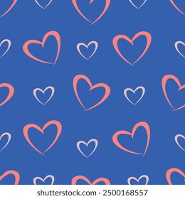 Modelo inconsútil simple con los corazones negros en un fondo rojo. Gráficos de Vector.