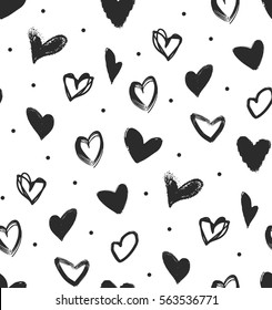 simple seamless pattern with black hearts. Vector pattern for a holiday. Illustration drawn by hand. 