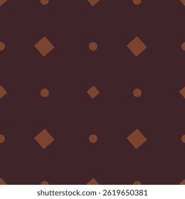 Eenvoudig naadloos patroon met bruin, chocolade geometrische rhombus en cirkels. ornament voor behang, inpakpapier, textiel. Vectorillustratie.