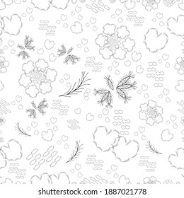 simple seamless pattern bush branches abstract ornate shapes vegetative look.