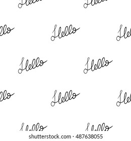 Simple seamless pattern of calligraphy word hello