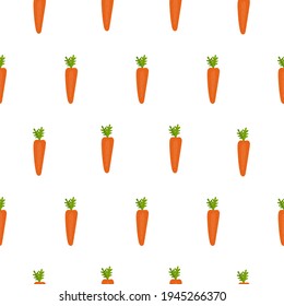 Simple seamless pattern with carrots. Vegetables, vitamins, vegetarianism, healthy eating, diet, snacks, harvesting. Illustration in flat style