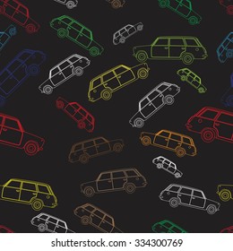 Simple seamless pattern cars. Cars background. Vector illustration.